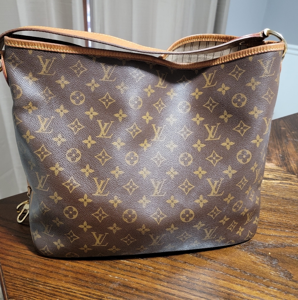 Louis Vuitton Delightful MM Monogram Bag with Brown and Gold Details